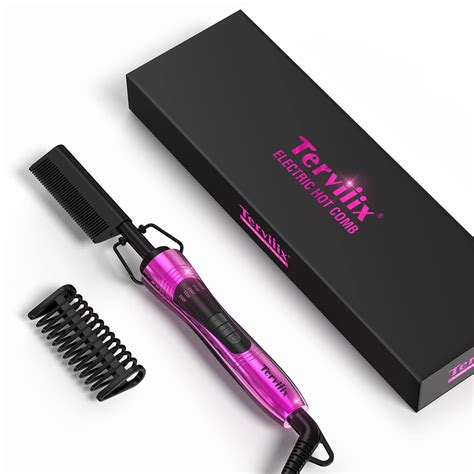 Terviiix 24k Pink Electric Hot Comb Anti Scald Straightening Styler For Black Hair