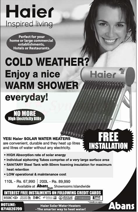 Solar Water Heaters Rs. 67,990.00 onwards by Abans – SynergyY