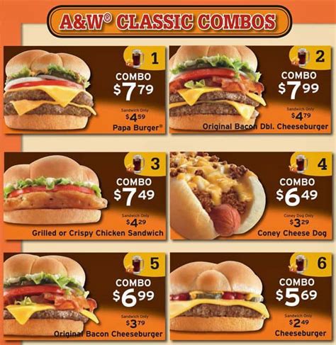 Menu at A&W restaurant, Everett, SE Everett Mall Way