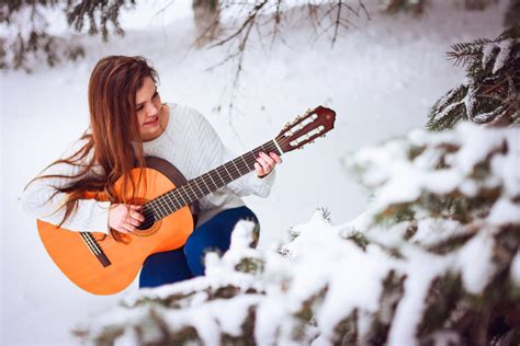 winter, Snow, Landscape, Nature, Girl, Mood, Music, Guitar Wallpapers ...