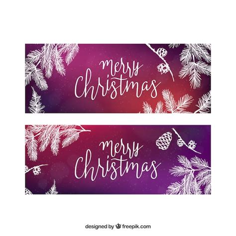 Banners De Feliz Navidad Con Dibujos Vector Gratis