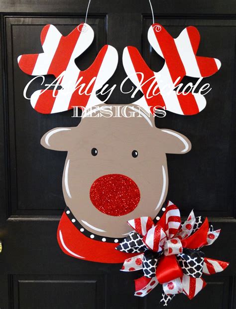 Rudolph The Red Nosed Reindeer Door Hanger Christmas Door Decor