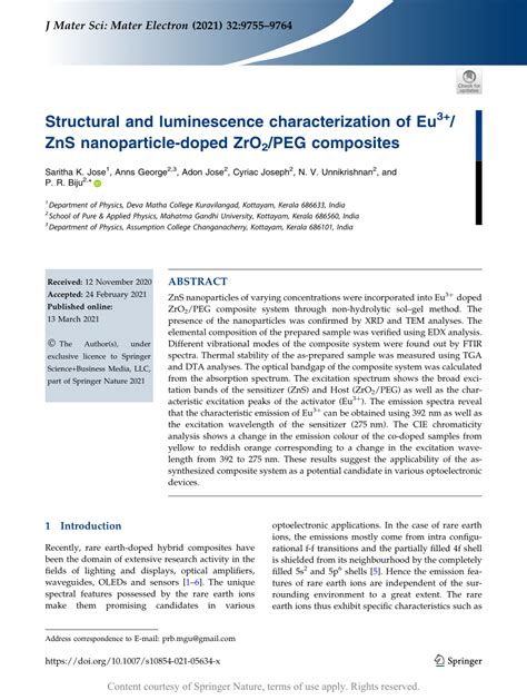 Structural And Luminescence Characterization Of Eu Zns Nanoparticle