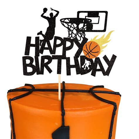 Buy 1 Pack Basketball Happy Birthday Cake Topper Glitter NBA Fan