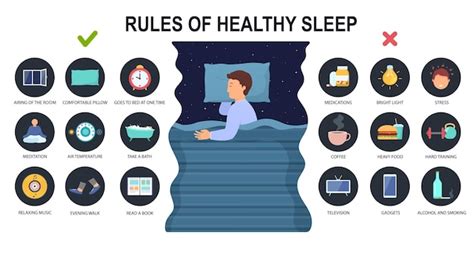 Premium Vector | Rules of healthy sleep and causes insomnia. Man ...