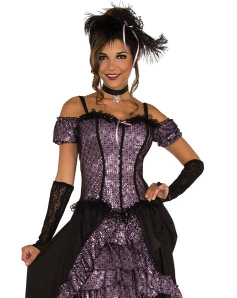 Purple And Black Saloon Girl Costume Dress Womens Burlesque Costume