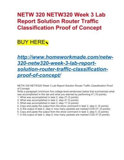 NETW 320 NETW320 Week 3 Lab Report Solution Router Traffic