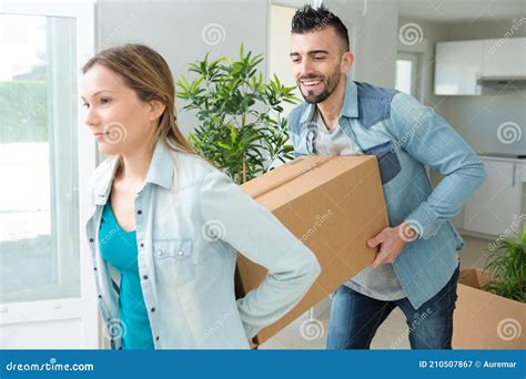 Couple Moving Cardboard Boxes Stock Image Image Of Couple Bond