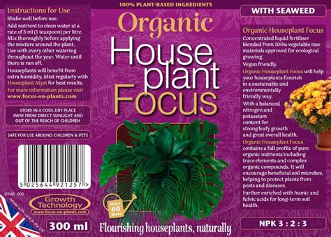 Organic Houseplant Focus 300ml Urban Jungle Plant Nursery