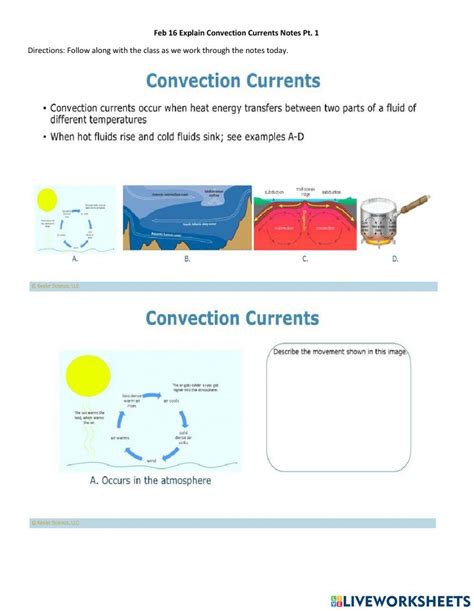 Feb 16 Convection Currents Notes Pt 1 Worksheet Live Worksheets