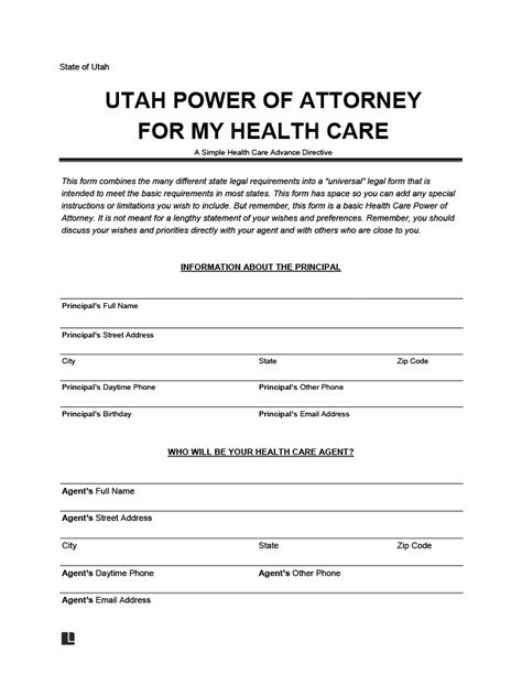 Free Utah Medical Power Of Attorney Form Pdf And Word