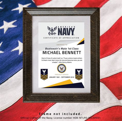 Custom Us Navy Custom Printable Certificate Of Appreciation Etsy