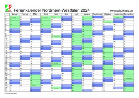 Schulferien Kalender Nrw Nordrhein Westfalen Mit Feiertagen Und Ferien