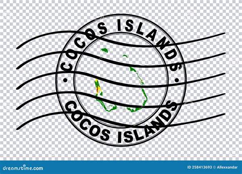 Mapa De Las Islas Cocos Sello Postal De Pasaporte Sello De Viaje Stock