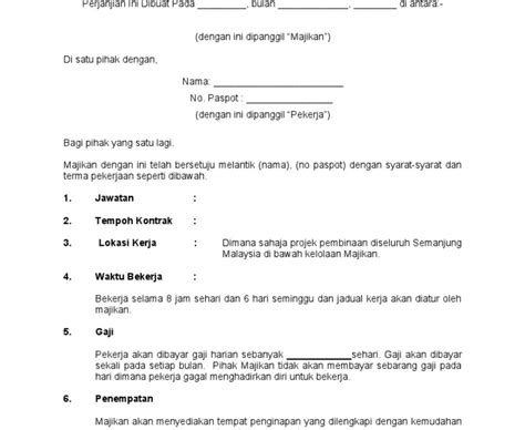 Contoh Surat Memberhentikan Pekerja Contoh Surat Perjanjian Kerja Hot