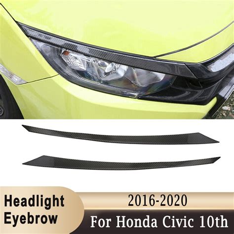 Front Headlight Eyebrow Trim Real Carbon Fiber Eyelid Sticker Decal For