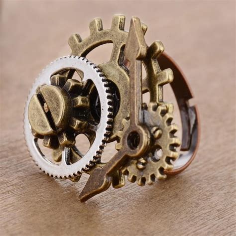 Gear And Clock Pointer Steampunk Ring