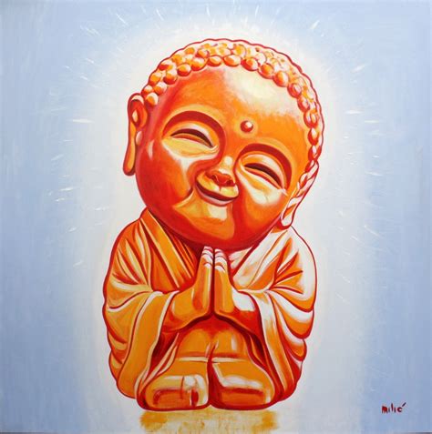 Babby BUDDHA 36x36 Oil On Canvas By Dragoslav Milic Buddha Art