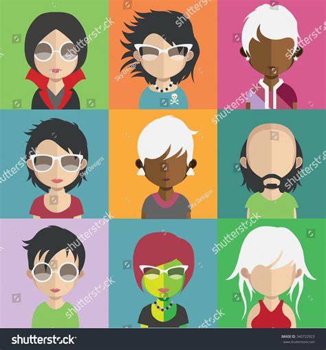 Set People Icons Flat Style Faces Stock Vector Royalty Free 340722923