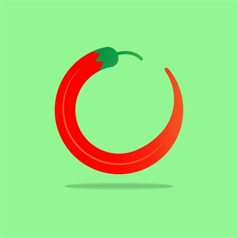 Hot Chili Pepper Vector Illustration Isolated On Green Background Red Hot Chili Logo Design