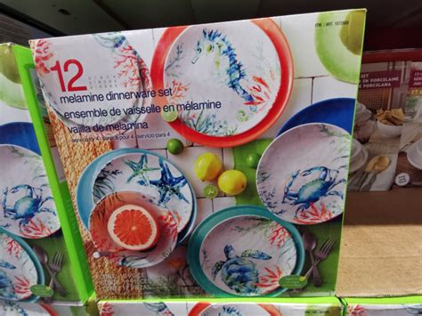 Costco 1572888 Pandex Sealife Melamine 12 Piece Dinnerware Set