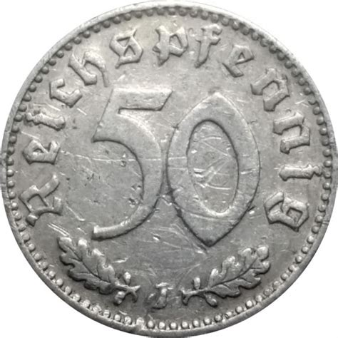 Moeda 50 Pfennig Alemanha 1938 J