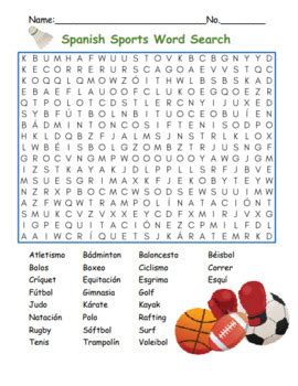 Spanish Sports Word Search By Lailabee Tpt