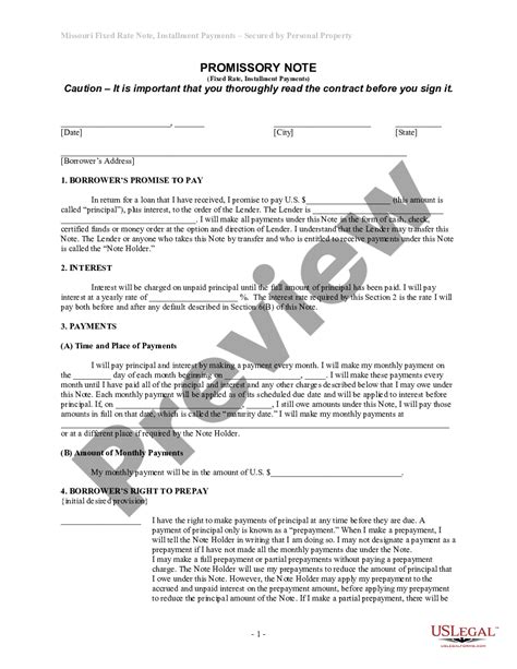 Promissory Note Template Missouri