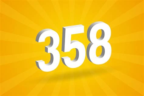 3D 358 number font alphabet. White 3D Number 358 with yellow background ...