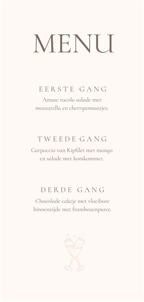 Menukaart Huwelijk Roze Modern Typografie