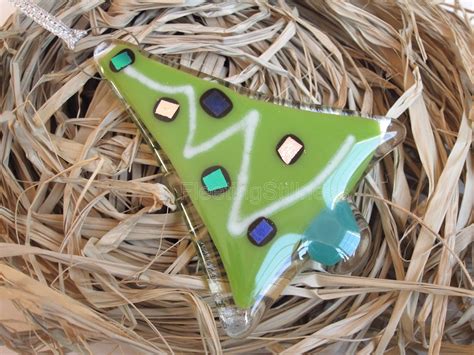 Christmas Tree Ornament Fused Glass Green Christmas Ornament Etsy