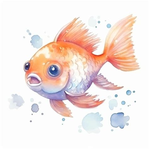 Premium AI Image Goldfish Watercolor Painting On A White Background