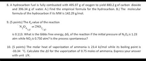 Answered 8 A Hydrocarbon Fuel Is Fully Bartleby