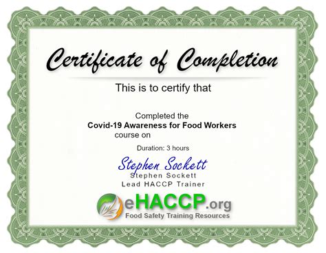 Covid Certificate Haccp Training And Certification