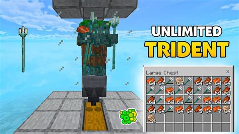 Infinite Trident Farm In Minecraft Pe Bedrock Youtube