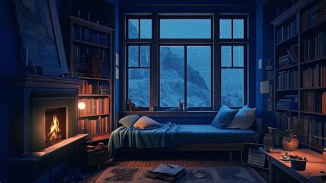 Cozy Reading Nook Ambience Heavy Rain On Window Sounds And Crackling