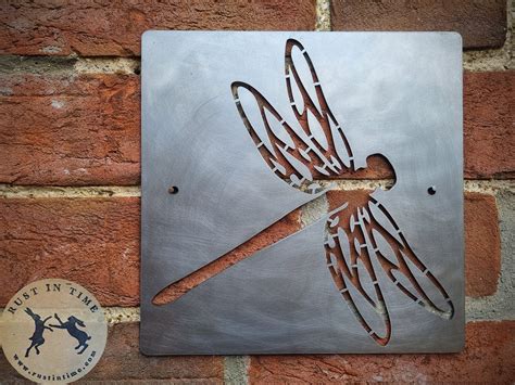 Metal Garden Decor Dragonfly Wall Plate Rusty Metal Garden Etsy