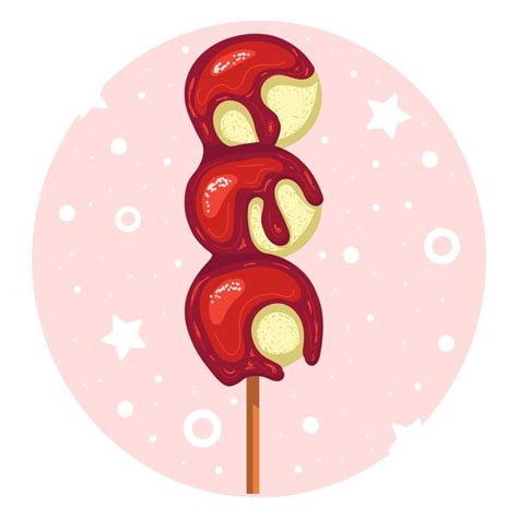 Comida Asi Tica Bolas De Arroz Doce Japonesas Dango Em Estilo Cartoon