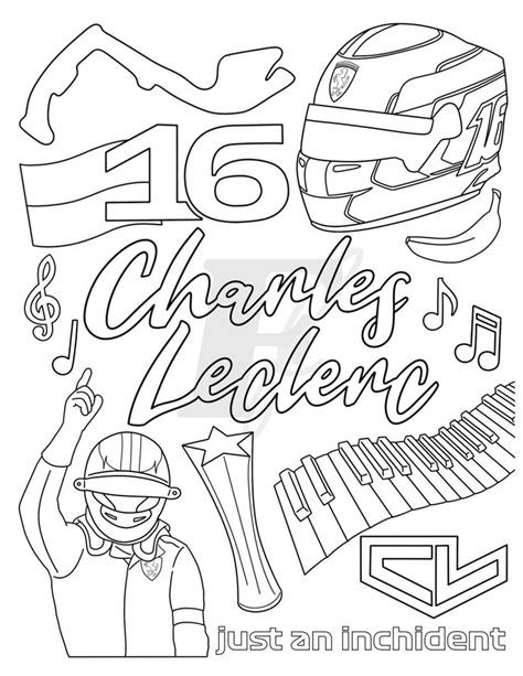 Charles Leclerc Formula Colouring Sheet F Driver Coloring Etsy