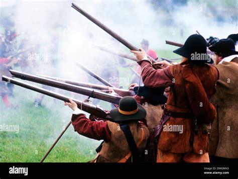 English Civil War Musket Fire In Battle 17th Century Historical