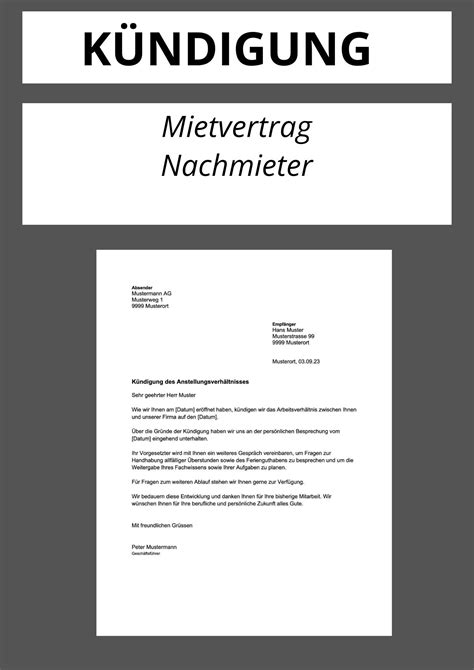 Kündigung Mietvertrag Nachmieter Vorlage