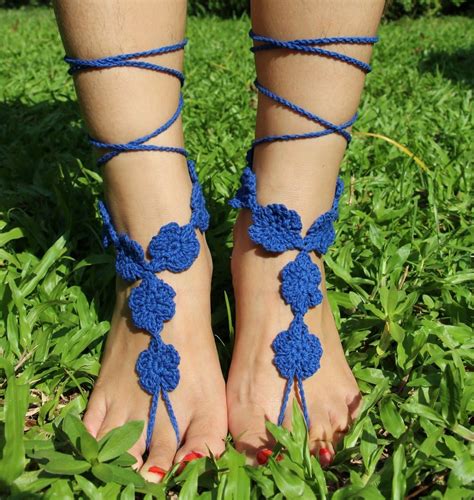 Def Flower Crochet Barefoot Sandals Beach Pool Nude Shoes Foot Jewelry Footless