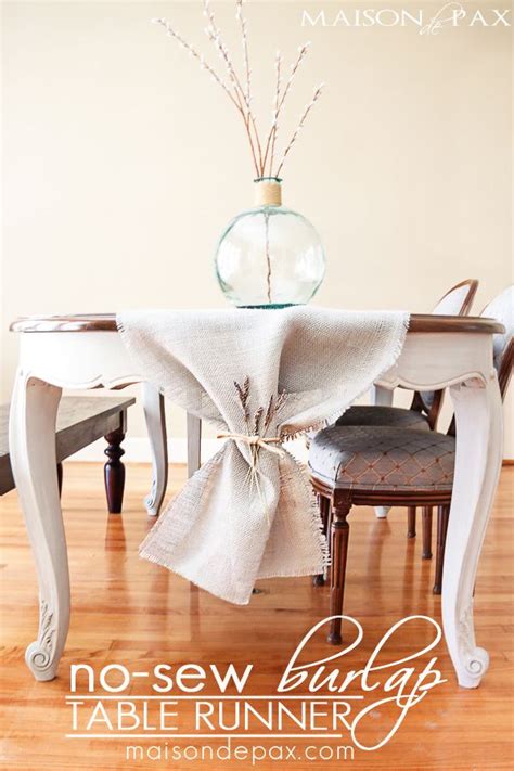 Diy No Sew Burlap Table Runner Table Runner Diy Burlap Table Runners