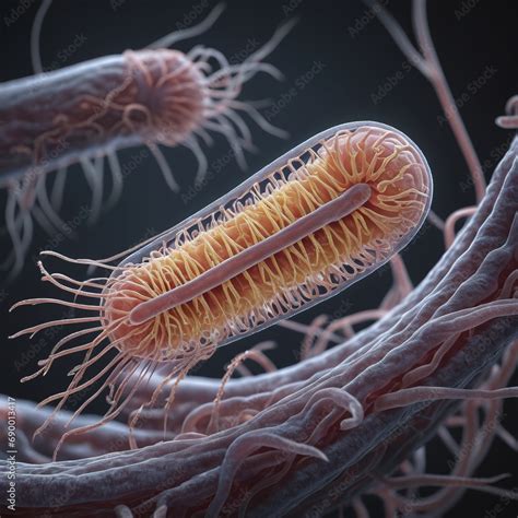 Eukaryotic Flagella, Escherichia coli bacteria, illustration 3D render, microbiology Stock ...