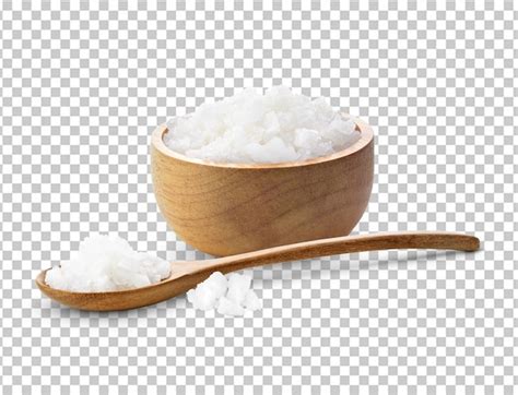 Premium Psd Sea Salt On Wooden Spoon And Wooden Bowl Isolated On