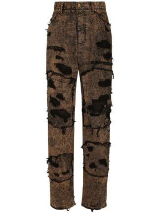 Dolce Gabbana Ripped Detail Bleached Jeans Farfetch