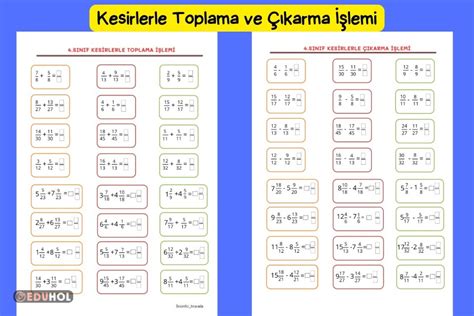 Kesirlerle Toplama Ve Çıkarma Eduhol Ders Videoları İzle Online