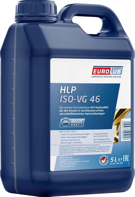 Amazon co jp EUROLUB HLP ISO VG 46 Hydraulic Oil 5 Liters 車バイク