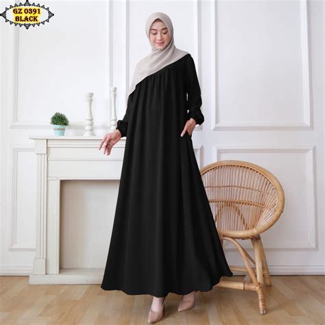 Jual Gamis Crinkle Gz0391 Black Gamis Crinkle Hitam Gamis Daily