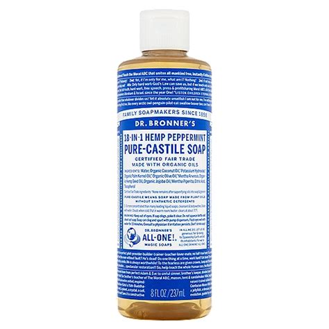 Dr Bronners 18 In 1 Hemp Peppermint Pure Castile Soap 8 Fl Oz Fairway